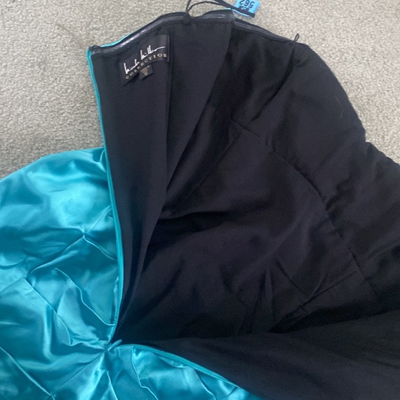Nicole Miller Collection Prom Cocktail Dress Strapless Turquoise Satin 12 Mini L - Picture 3 of 4